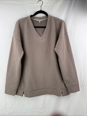 Marc New York Taupe Ribbed V-Neck Sweater